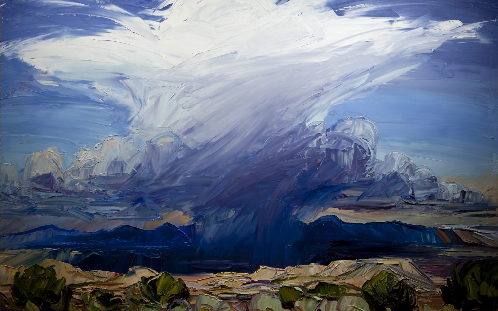 Louisa McElwain, Desert Rain God (Dios de la lluvia en el desierto), 2009. Oil on canvas. Museum purchase with funds provided by Betty Van Denburgh in honor of Western Art Associates.