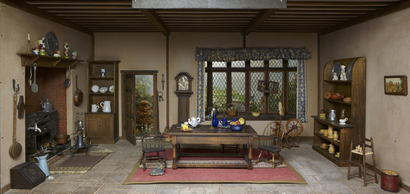 Narcissa Niblack Thorne, English Lodge Kitchen, c. 1840-1850, 1932-1937. Miniature room. Gift of Niblack Thorne.