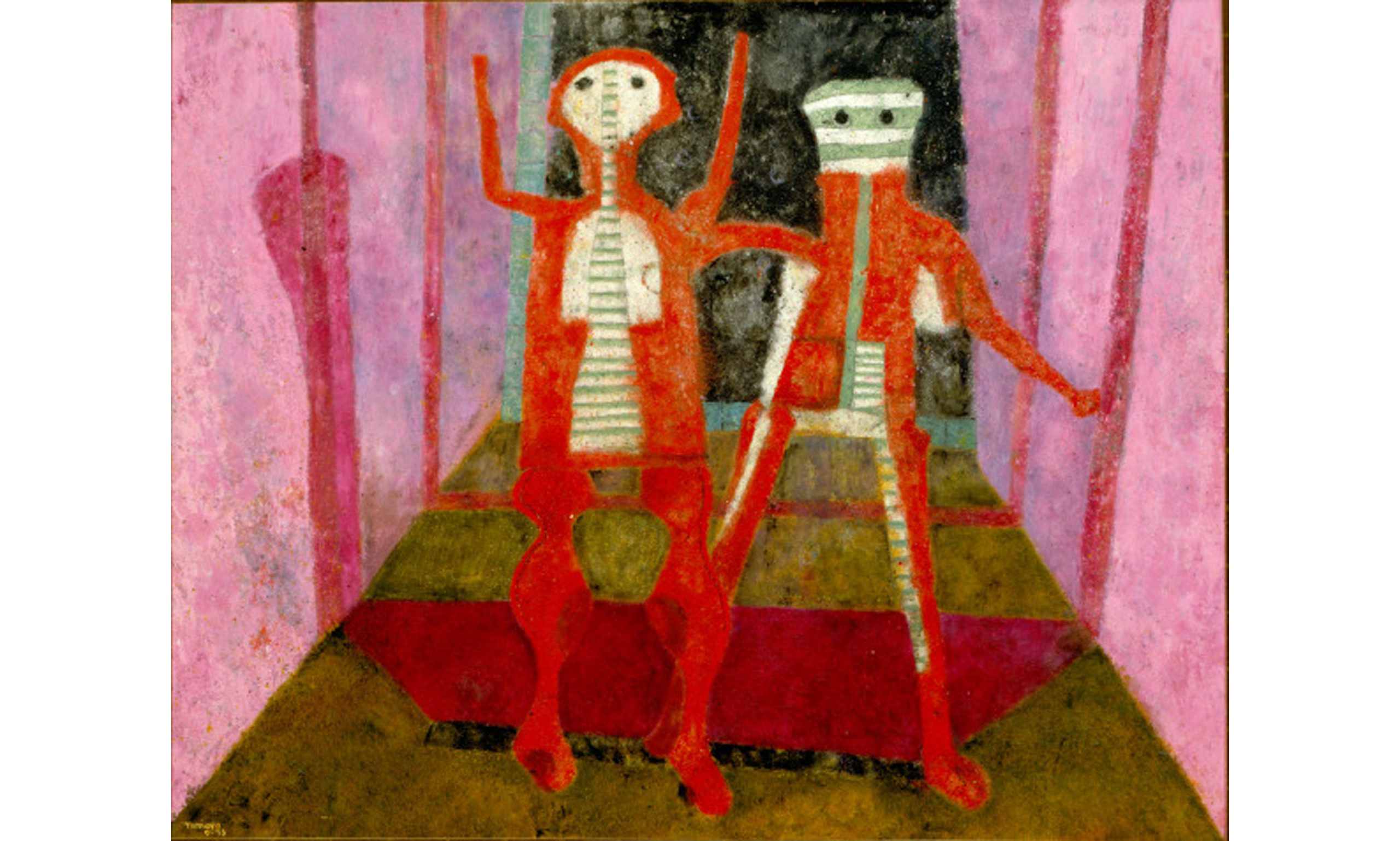 Rufino Tamayo, Dos figuras en rojo (Two Figures in Red), 1973. Oil on canvas. Gift of the Friends of Mexican Art. © 2023 Tamayo Heirs / Mexico / Artists Rights Society (ARS), New York.