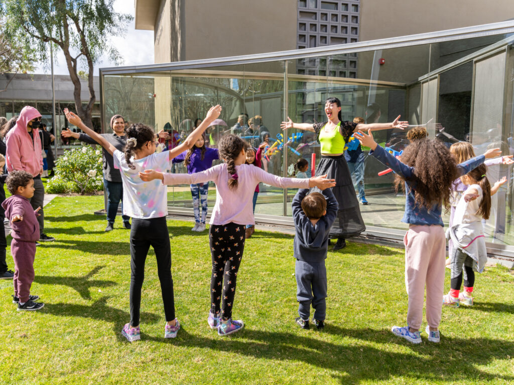 Phoenix Art Museum activities in the garden during a free community Family Funday event